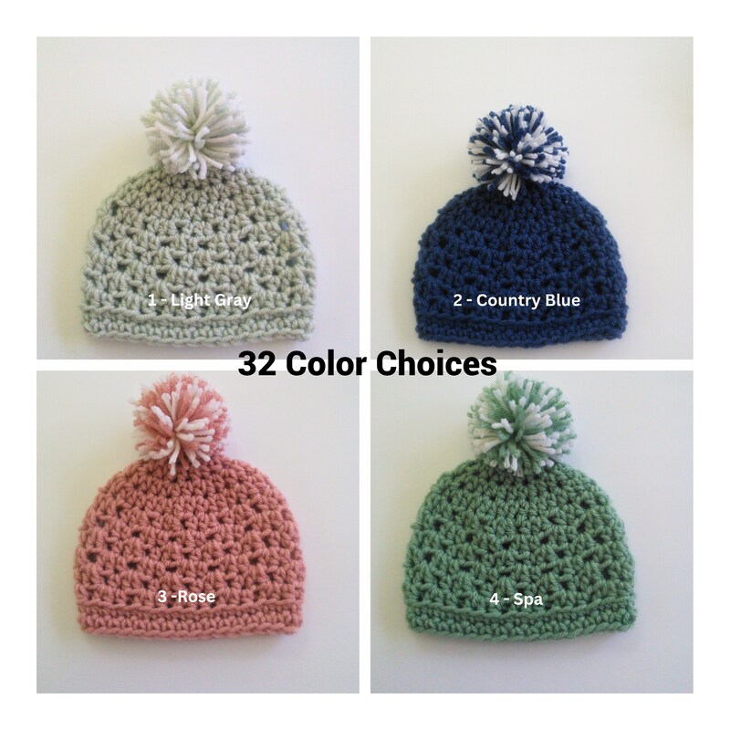 Newborn Baby Hat, Baby Photo Hat, Coming Home Outfit, Pom Pom Hat, 32 Colors, Preemie Beanie, Infant Cap, Baby Boy Hat, Newborn Girl Hat